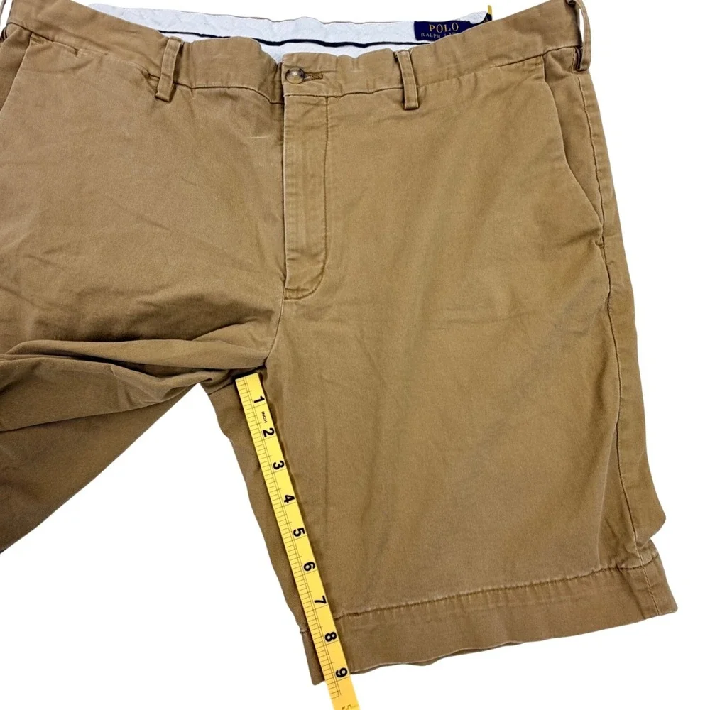 Polo Ralph Lauren Slim Stretch Chino Shorts Men 38 Tan Stretch Flat Front 9